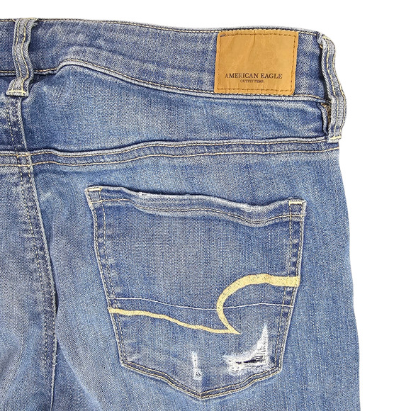 American Eagle Jeggings Womens Size 8 Blue Distressed Denim Casual Super Stretch - Picture 8 of 15